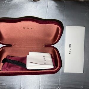 Gucci Velvet Sunglass Case in Burgundy and Pink Interior